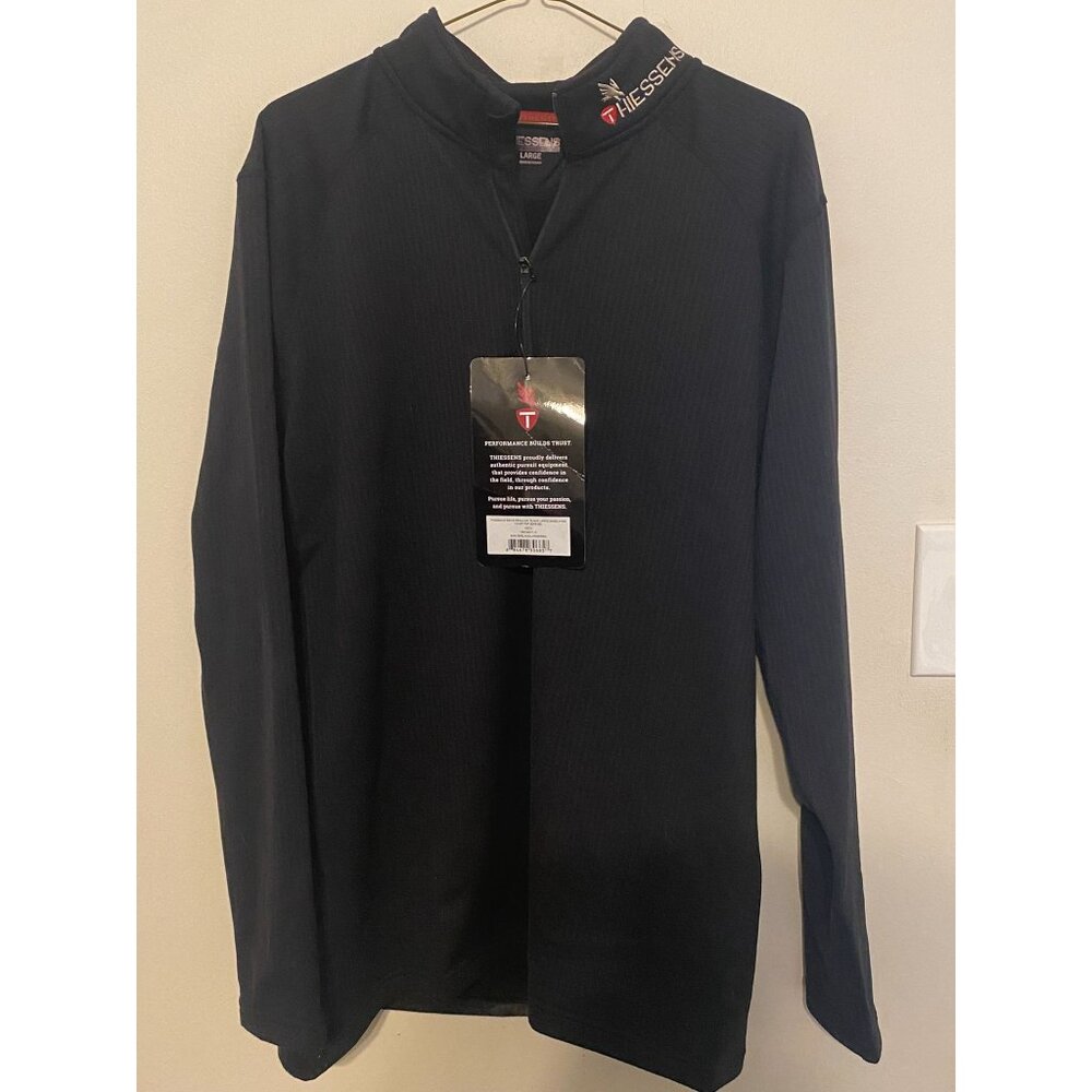 New NWT Men's Thiessens Black 1/4 Zip Pullover Long Sleeve Base Layer Size Large